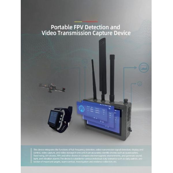 Detection radius1.5KM Portable Full-band Detection Anti Drone System Video Interception