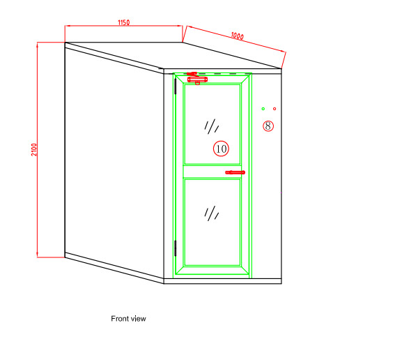 Small Cleanroom Air Shower Width 1150mm ,  Air Shower Tunnel With Automatical Blowing