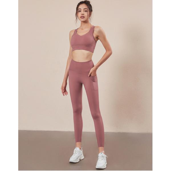 Сексуальный бюстгальтер брюк и спорт йоги Sportswear фитнеса установил черную сетку с карманами