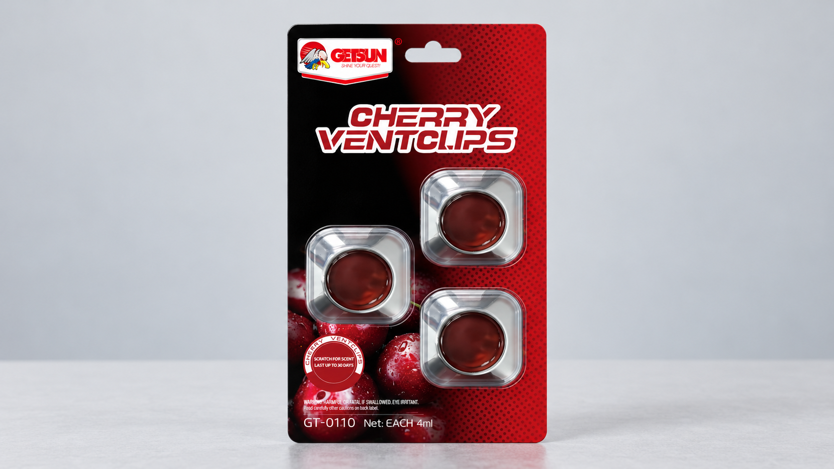 GETSUN GT-0110 Cherry Vent Clips 4ml Each 3-Piece Set