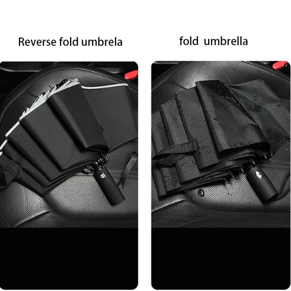Black Metal Shaft Reverse Umbrellas with Logo Prints and Automatic Function