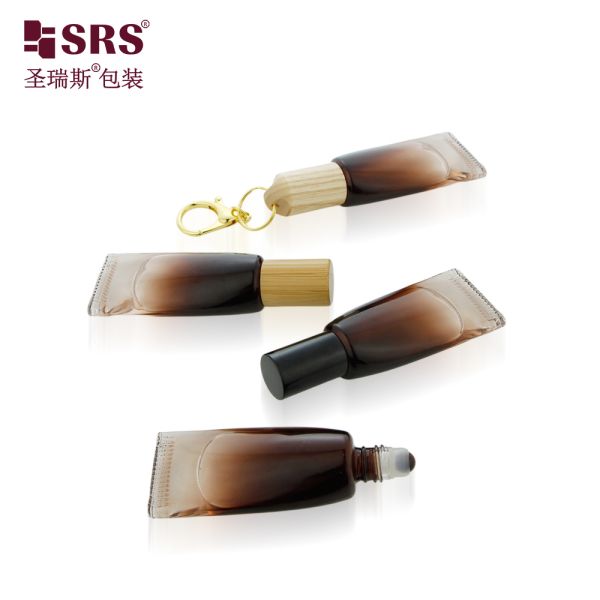 GB3-10ml Ombre Brown Cosmetic Glass Vials With Roller Ball Applicator For Lip Oil Packaging