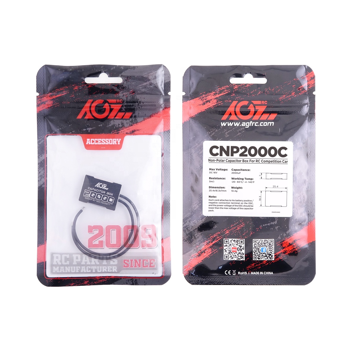 Hot AGFRC CNP2000C Mini Scale Car With Aluminum Case Machining Capacitor Box Non-Polarity And Low Impedance For RC Cars