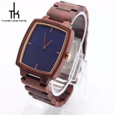 Handmade Unisex Wooden Wrist Watch Nature Wood Blue Color Dial Quartz