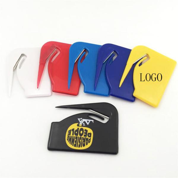 Plastic letter opener paper knife stainless steel blade for office use 4*70*55mm logo customized