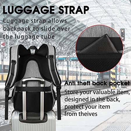 Black Business Laptop Backpack School Bag Spacious Packing For Notebook