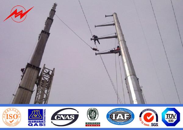 Round 4mm Steel Plate Thickness Galvanized Steel Pole 15m Height Straight Two Sections