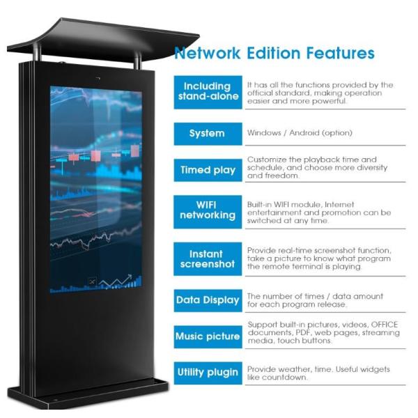 Outdoor Digital Signage Kiosk Screen Waterproof Floor Standing Lcd Advertising