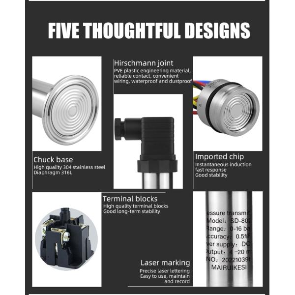 -0.1-10MPa Range Small Pressure Transmitter for Hydraulic Oil Pressure Measurement