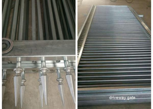 Decorated Top Steel Sliding Automatic Driveway Gates Security For Community