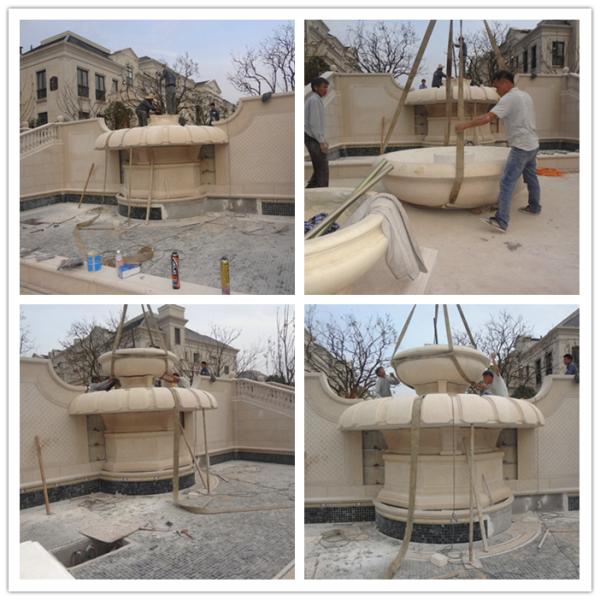 white marble outdoor stone fountains with horse statue