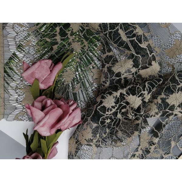 Recycled 142CM 2 Colors Tone Green Corded Lace Fabric