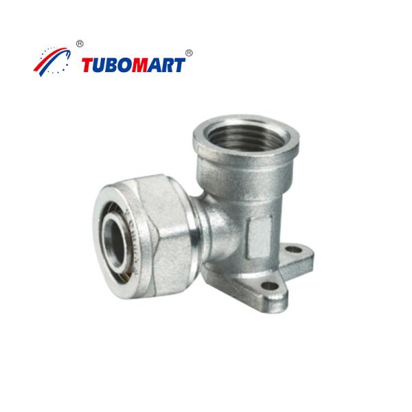 Chrome Plated Plumbing Compression Fittings For Pex Tubing Yellow Brass Color