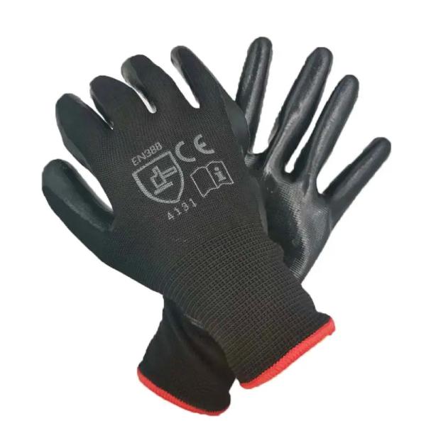 O nitrilo resistente do óleo revestiu a segurança que das luvas das obras o nitrilo de nylon mergulhou as luvas de construção 13G