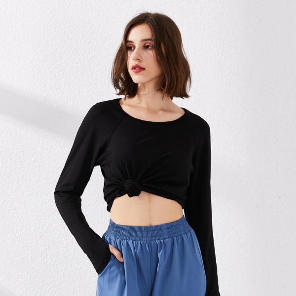 Горячий дизайн Легкая растяжка Спортивная Функциональная тренировка Леди футболка