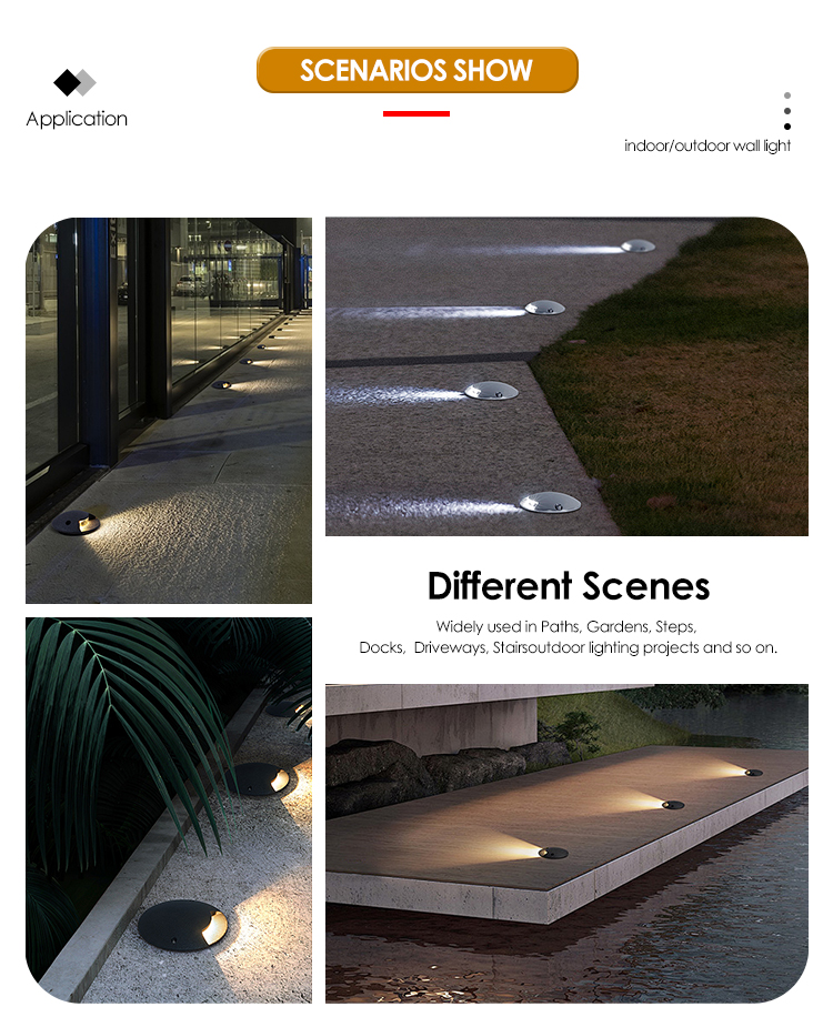 Лестничная подсветка Черная передняя крышка Алюминий IP67 SMD 2835 1W Led Recessed для лестницы Лофт коридор