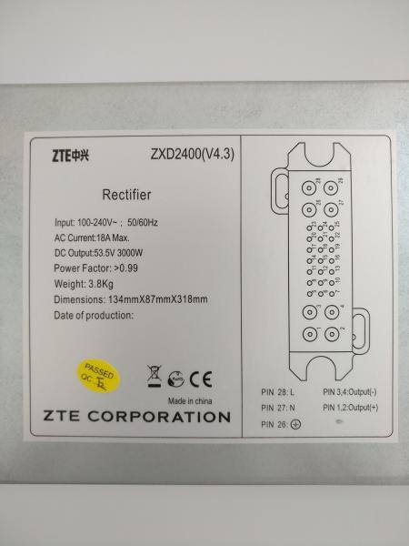 100-240V ZTE ZXD2400 V4.3 53.5V 2900W Rectifier Module DC Switching Power Supply