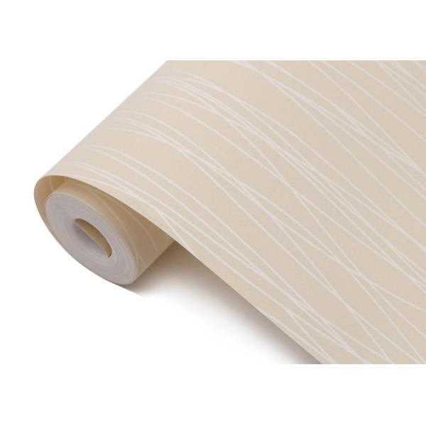 Simple Contemporary Childrens Wallpaper , Beige Color Striped Living Room Wallpaper