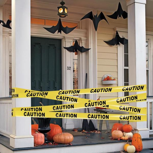 Biohazard High Visibility Tape Halloween Decoration Tape for Haunted Houses, Yard Décor, Parties | Caution