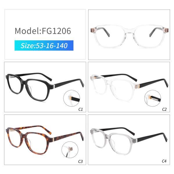 Unisex Transparent Eyewear Square Acetate Optical Frame