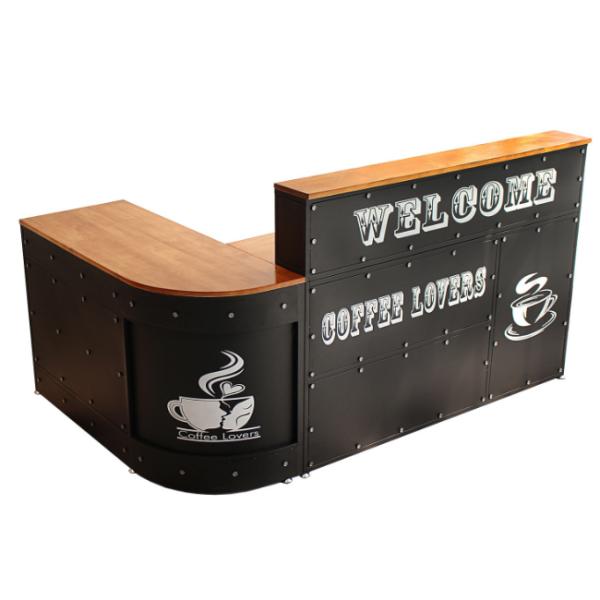 Commercial Furniture Metal Front Desk Counter for Coffee Shops Reception