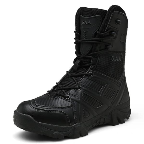 Outdoor Hiking Desert Boots Black/Sand Long Boots Leather Motorcycle Camping Boots