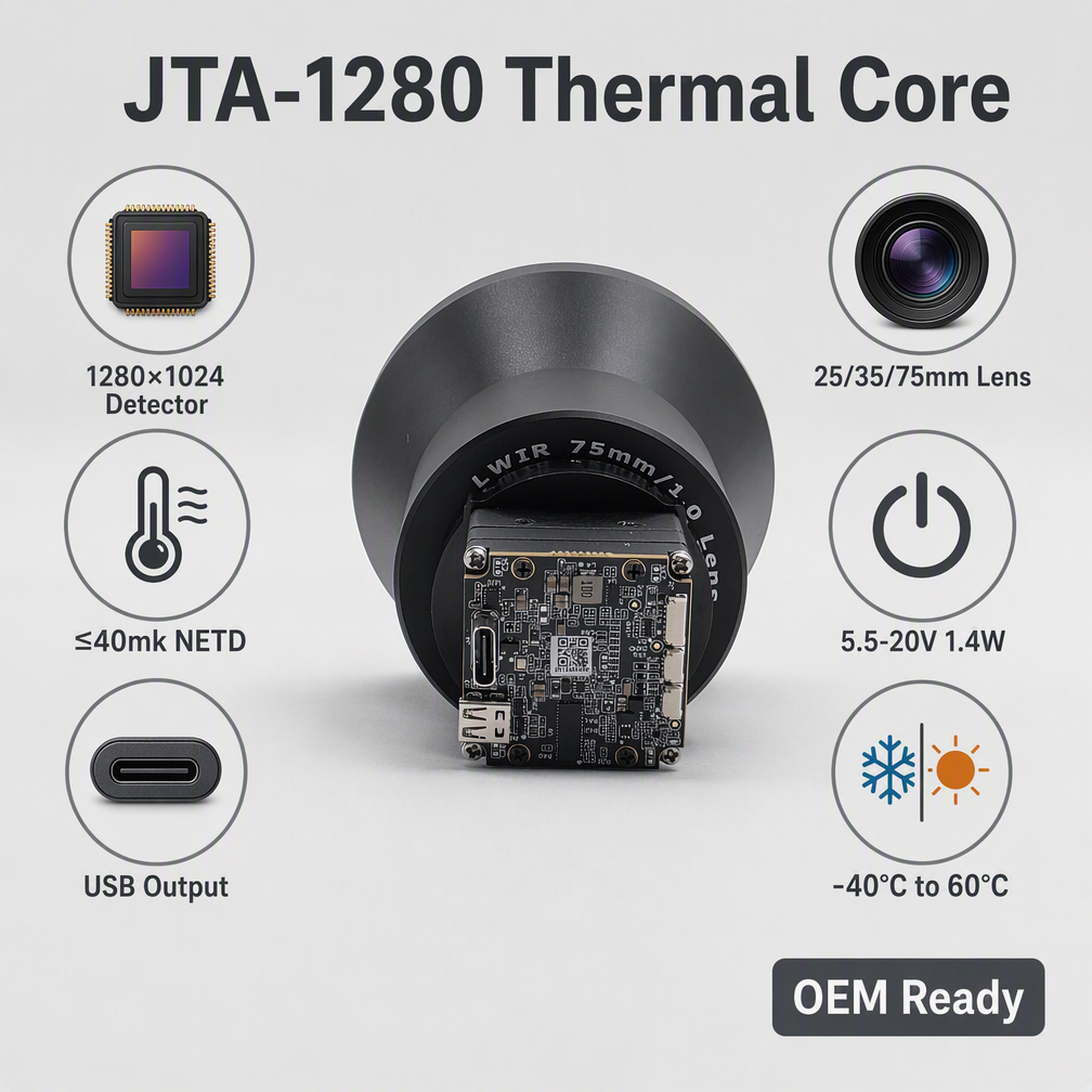 JTA-1280 1280×1024 Uncooled VOx Thermal Imaging Core Module USB Video Output