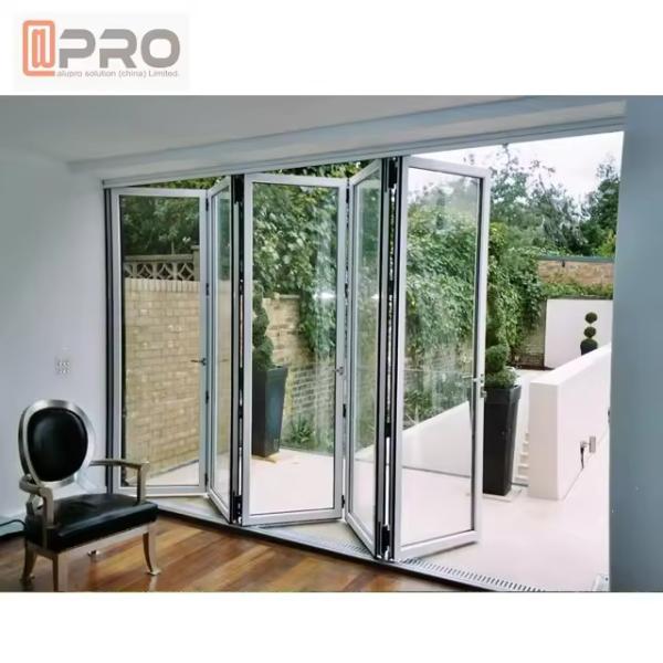 Balcony Aluminum Sliding Doors Glass Aluminum Door Entrance Folding Door Aluminium Bifold Patio With Mosquito Net For Ho