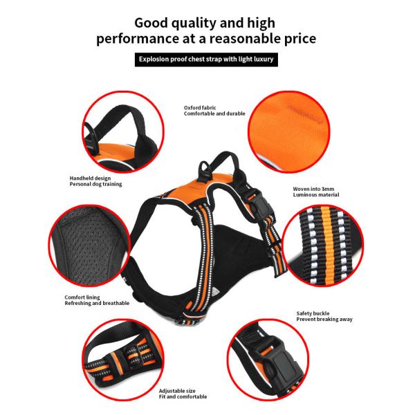 Neoprene Reflective Dog Harness Set No Pull Collar And Leash Custom Hi Vis Dog Harness