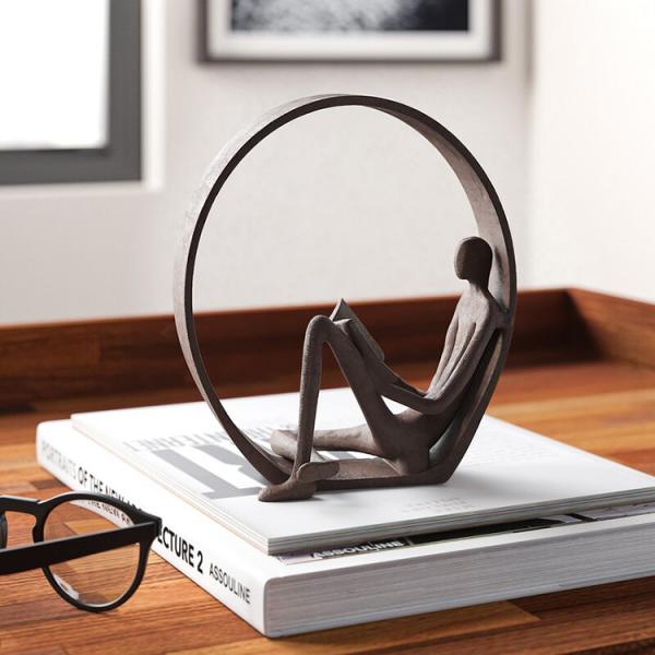 7 Inch Encircled Reader Outdoor Metal Sculpture Decorative Sculptures And Figurines