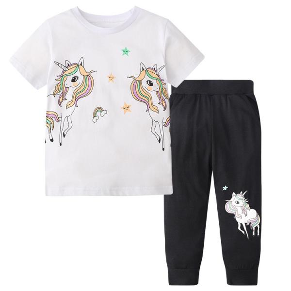 two piece Spring Children's Clothing Short Sleeved T-Shirt Trousers Sets