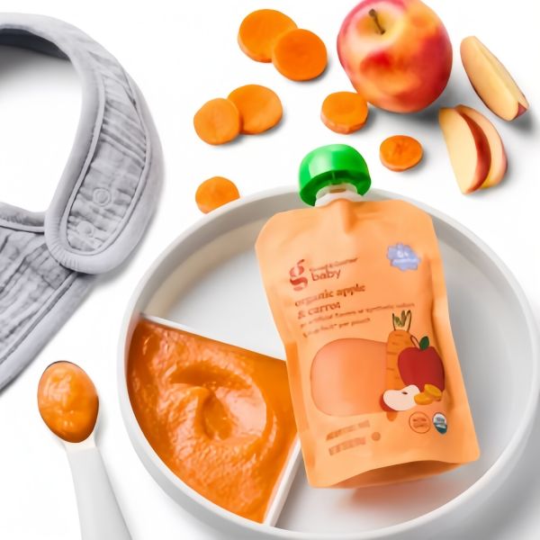 90g Apple Puree Baby Food Spout Bag With Anti-Swallowing Lid