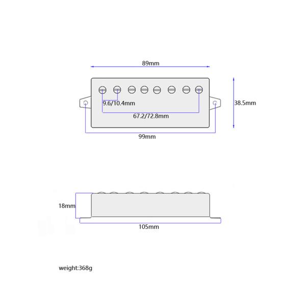Metal Cover 8 String Guitar Pickups Humbucker  7.5 KΩ With 5 Pvc Conductor