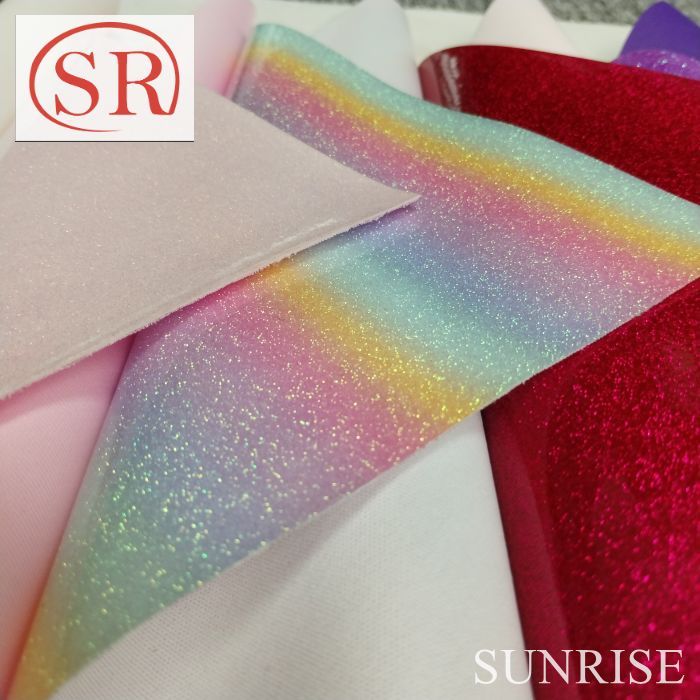 Eco-Friendly Thickness 0.8mm Mirror Laser Illusion Fur Base Leather for Notebooks and Gift Boxes and Wine Box PU Leather