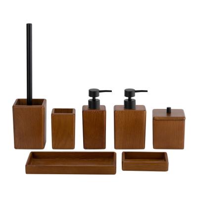 Square Shape Walnut Wood Bathroom Accessories Sets Bathroom Vanity Sets For Bathroom