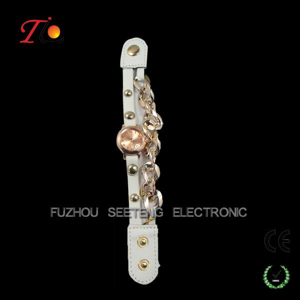 Charming Vintage watches ladies Bracelets watches with rose gold metal bracelet and gunuine leather band