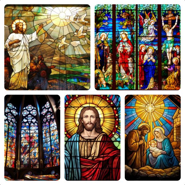 Architectural Stained Glass Panels - 3mm Beveled Hand-Painted Decor for Churches, Chapels and Luxury Interiors