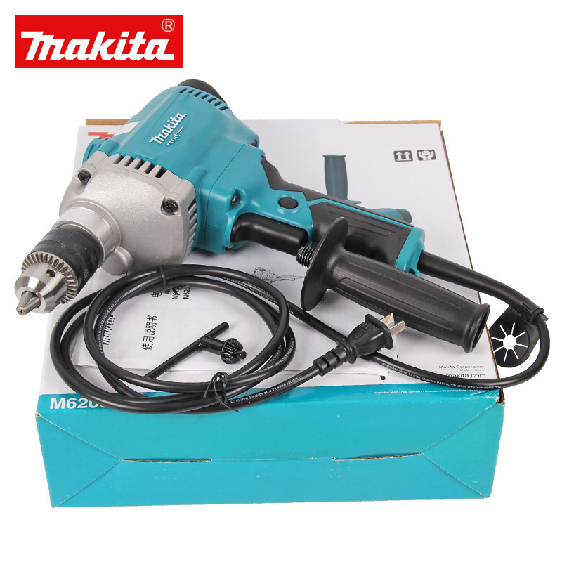 Makita M6200 800W Corded Mixer Drill 13mm Keyed Chuck 0-700RPM Variable Speed Electric Drill for Plaster Paint Mud Mixing & Drilling