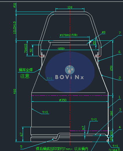 Système de seau de la machine à traire en acier inoxydable de qualité alimentaire 6 kg