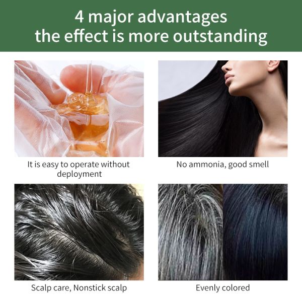 Shampoo Colorant Cheveux à Domicile 500ml pour Cheveux Blancs Gris Noir Olive