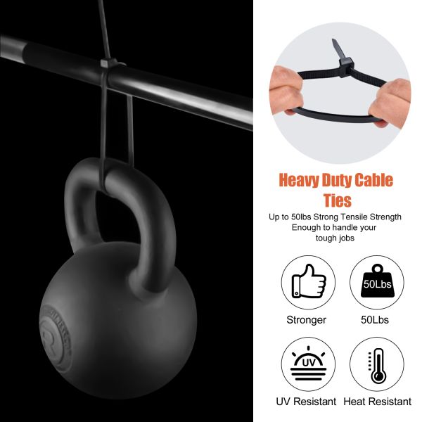 12 Inch Zip Ties (Bulk 1000 Pack Black & 100 Pack White),50LBS Tensile Strength Heavy Duty Cable Wire Ties With Self-Locking Adjustable Durable Nylon Tie Wraps for Indoor Outdoor