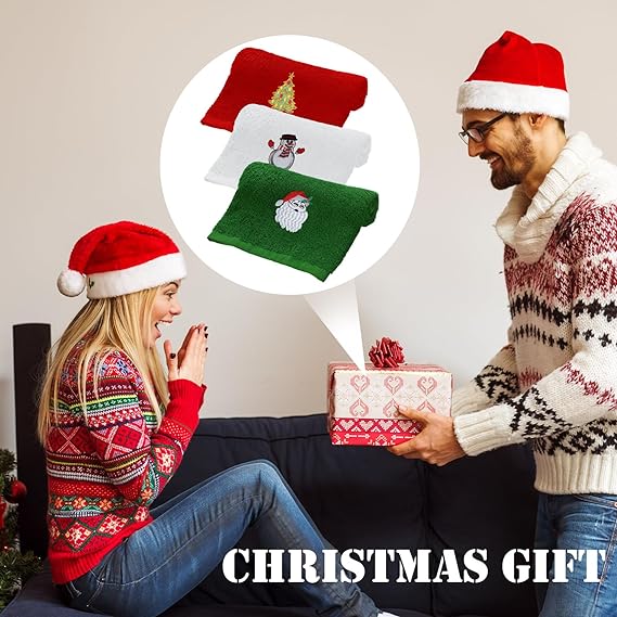 Рождественский подарочный набор с полотенцами 2023 Гипоаллергенные хлопчатобумажные полотенца в подарочной коробке с вышивкой