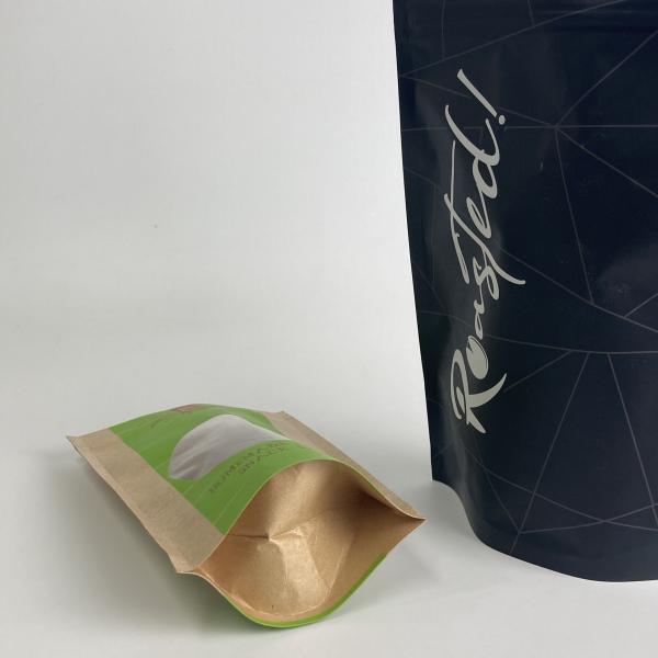 Custom Printed Matt Finish Kraft Paper Bags Food Grade Stand Up Zipper Bags for Snack Packaging with Window