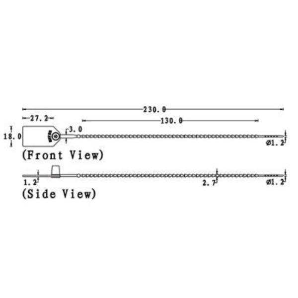 US-PS230B 230mm Length Nylon Plastic Security Seals With 115N Tensile Strength