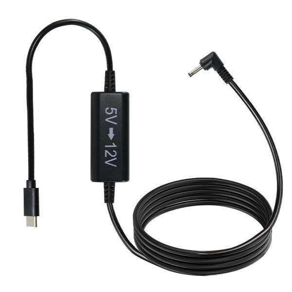 USB-C to 12V Step-Up Cable with Right-Angle DC Plug