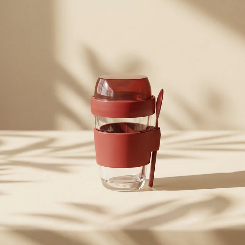 leak-proof glass oatmeal cups to go with minimalism design for Health & Meal Prep Services