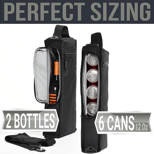 Waterproof Insulated Wine Cooler Bag Custom Logo Portable Soft 6 Cans Golf 6.3x3x16inches
