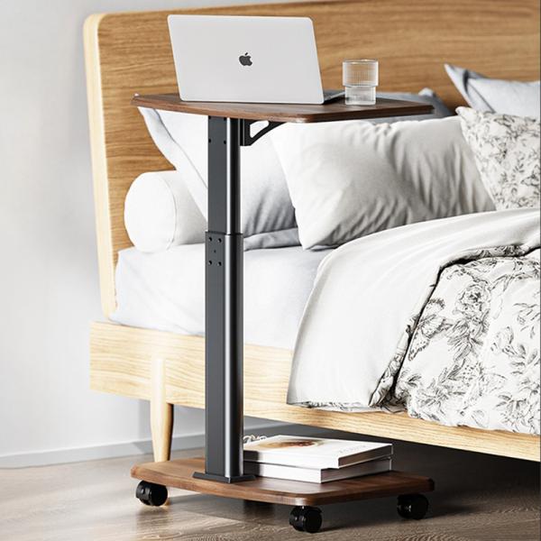 C Shape End Table Small Side with Wheels for Couch, RollingTray Sofa Adjustable C Shaped Living Room