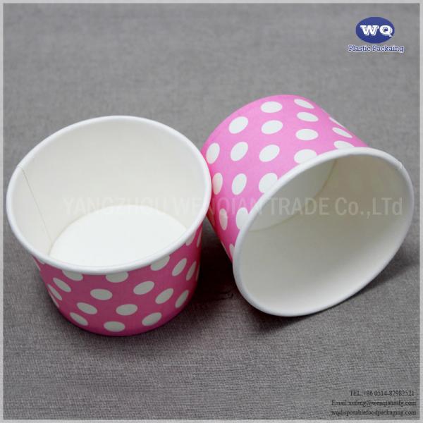 Wholesale Custom Logo Disposable  5.5-Ounce Pink Ice Cream Wood Pulp Paper Bowls For Dessert-Disposable Ice Cream Cups