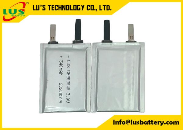 3v 340mah RFID Lithium Polymer Battery CP203040 Wires Terminals HRL Coating